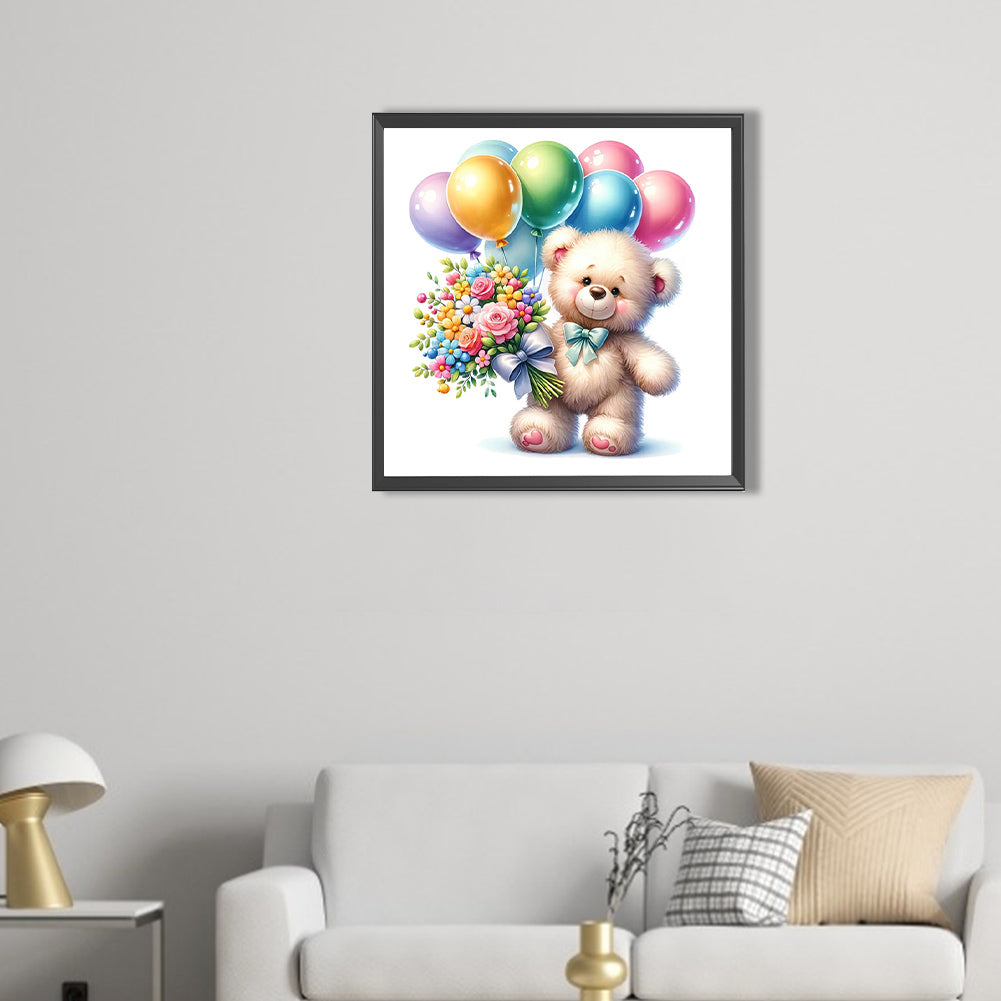 AB Diamond Painting - Full Round - balloon gift bear (40*40CM)
