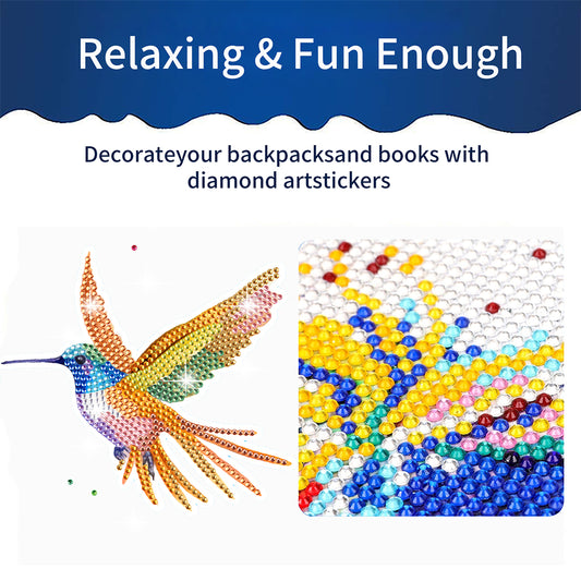 6 PCS Christmas Hummingbird Diamonds Painting Stickers Kit for Boy Girls Gift