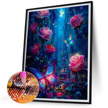 Load image into Gallery viewer, Diamond Painting - Full Round - Luminous rose forest with butterflies (35*45CM)