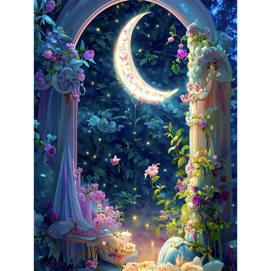 AB Diamond Painting - Full Round - flower moonlight (30*40CM)