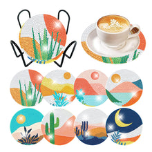 Load image into Gallery viewer, 8 PCS Wooden Diamond Painting Art Coasters Kits with Holder (Colourful Desert)