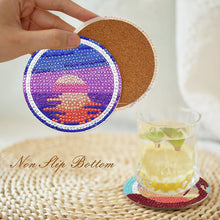 Load image into Gallery viewer, 8 PCS Wooden Diamond Painting Art Coasters Kits with Holder (Dazzling Holiday)