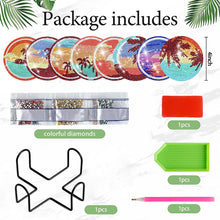 Load image into Gallery viewer, 8 PCS Wooden Diamond Painting Art Coasters Kits with Holder (Dazzling Holiday)