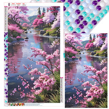 Load image into Gallery viewer, Diamond Painting - Full Round - Peach trees by the lake (40*70CM)