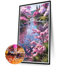 Load image into Gallery viewer, Diamond Painting - Full Round - Peach trees by the lake (40*70CM)