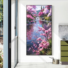 Load image into Gallery viewer, Diamond Painting - Full Round - Peach trees by the lake (40*70CM)
