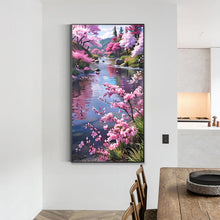 Load image into Gallery viewer, Diamond Painting - Full Round - Peach trees by the lake (40*70CM)