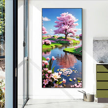 Load image into Gallery viewer, Diamond Painting - Full Round - Peach trees by the lake (40*70CM)