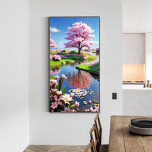 Load image into Gallery viewer, Diamond Painting - Full Round - Peach trees by the lake (40*70CM)