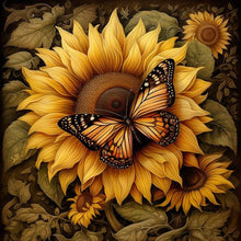 Load image into Gallery viewer, Diamond Painting - Full Round - sunflower butterfly (30*30CM)