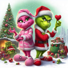 Load image into Gallery viewer, AB Diamond Painting - Full Round - Red-haired monster and green-haired monster (30*30CM)