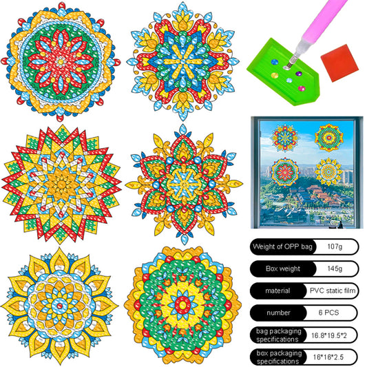 6 PCS Mosaic Diamond Art Stickers Mandala Diamond Painting Stickers for Kid Gift