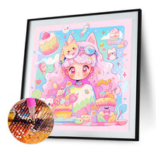 Load image into Gallery viewer, AB Diamond Painting - Full Round - Pink-haired girl with cat ears and dessert (40*40CM)