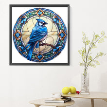 Load image into Gallery viewer, Diamond Painting - Full Round - blue jay glass painting (30*30CM)