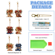 Load image into Gallery viewer, 6 PCS Flower Boots Double Sided Diamond Painting Keychain for Beginners Adults
