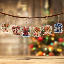 Load image into Gallery viewer, 6 PCS Flower Boots Double Sided Diamond Painting Keychain for Beginners Adults