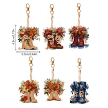 Load image into Gallery viewer, 6 PCS Flower Boots Double Sided Diamond Painting Keychain for Beginners Adults