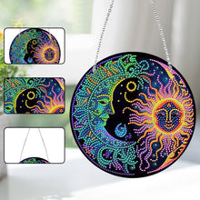 Load image into Gallery viewer, Sun Moon Single-Sided Diamond Painting Hanging Pendant for Window Decor 20x20cm
