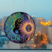 Load image into Gallery viewer, Sun Moon Single-Sided Diamond Painting Hanging Pendant for Window Decor 20x20cm