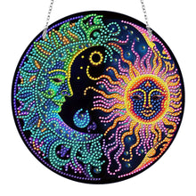 Load image into Gallery viewer, Sun Moon Single-Sided Diamond Painting Hanging Pendant for Window Decor 20x20cm