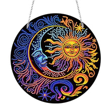 Load image into Gallery viewer, Sun Moon Single-Sided Diamond Painting Hanging Pendant for Window Decor 20x20cm