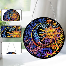 Load image into Gallery viewer, Sun Moon Single-Sided Diamond Painting Hanging Pendant for Window Decor 20x20cm