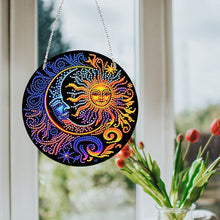 Load image into Gallery viewer, Sun Moon Single-Sided Diamond Painting Hanging Pendant for Window Decor 20x20cm