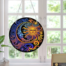 Load image into Gallery viewer, Sun Moon Single-Sided Diamond Painting Hanging Pendant for Window Decor 20x20cm