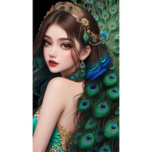 Load image into Gallery viewer, Diamond Painting - Full Round - peacock girl (40*70CM)