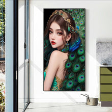 Load image into Gallery viewer, Diamond Painting - Full Round - peacock girl (40*70CM)