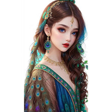 Load image into Gallery viewer, Diamond Painting - Full Round - peacock girl (40*70CM)