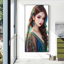 Load image into Gallery viewer, Diamond Painting - Full Round - peacock girl (40*70CM)