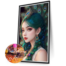 Load image into Gallery viewer, Diamond Painting - Full Round - peacock girl (40*70CM)