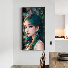 Load image into Gallery viewer, Diamond Painting - Full Round - peacock girl (40*70CM)