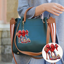 Load image into Gallery viewer, 8 PCS Red Heels Double Sided Special Shape Diamond Painting Art Keychain Pendant