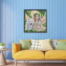 Load image into Gallery viewer, Diamond Painting - Partial Special Shaped - Little Angel and Wolf Cub (30*30CM)
