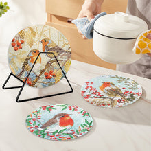 Load image into Gallery viewer, 4 PCS Acrylic Lovebird Diamond Painted Placemat Thermal Insulation Placemat