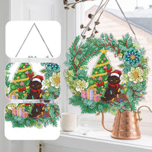 Load image into Gallery viewer, Christmas Special Shaped+Round Diamond Painting Art Wall Decor Wreath (Cat)
