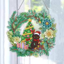 Load image into Gallery viewer, Christmas Special Shaped+Round Diamond Painting Art Wall Decor Wreath (Cat)