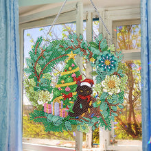 Load image into Gallery viewer, Christmas Special Shaped+Round Diamond Painting Art Wall Decor Wreath (Cat)