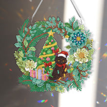 Load image into Gallery viewer, Christmas Special Shaped+Round Diamond Painting Art Wall Decor Wreath (Cat)