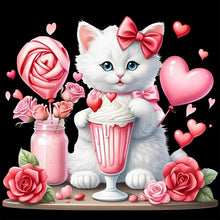 Load image into Gallery viewer, Diamond Painting - Full Round - Valentine love white cat (30*30CM)