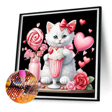 Load image into Gallery viewer, Diamond Painting - Full Round - Valentine love white cat (30*30CM)