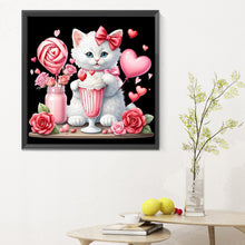 Load image into Gallery viewer, Diamond Painting - Full Round - Valentine love white cat (30*30CM)