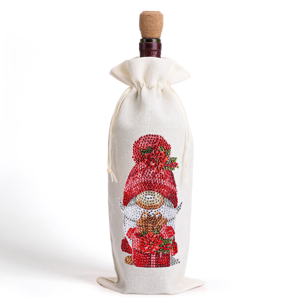 Bird Diamond Painting Burlap Wine Gift Bags for Christmas Wedding Birthday Party