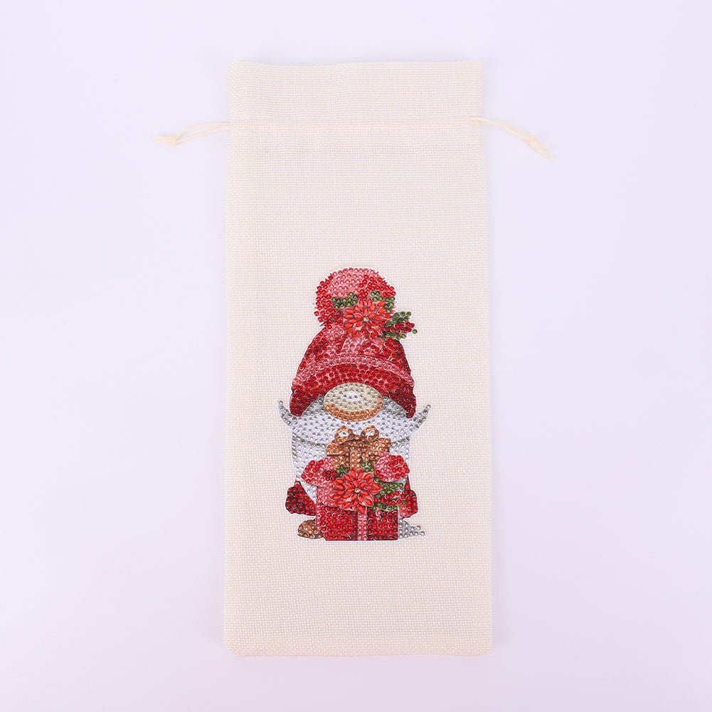 Bird Diamond Painting Burlap Wine Gift Bags for Christmas Wedding Birthday Party