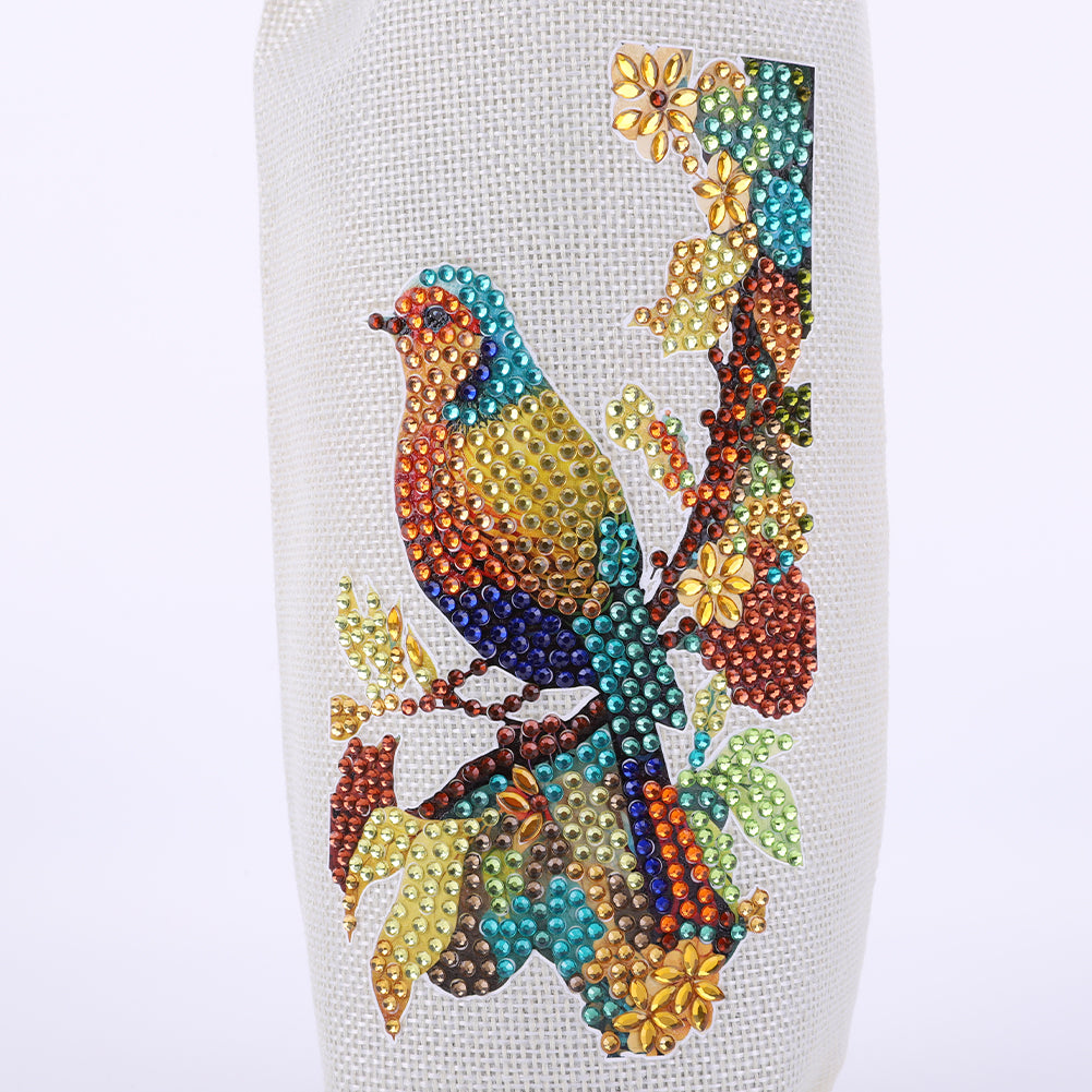 Bird Diamond Painting Burlap Wine Gift Bags for Christmas Wedding Birthday Party