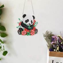 Load image into Gallery viewer, Acrylic Single-Sided 5D DIY Diamond Painting Hanging Pendant (Panda and Roses)