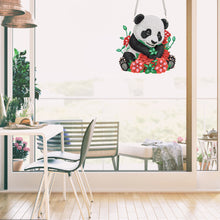 Load image into Gallery viewer, Acrylic Single-Sided 5D DIY Diamond Painting Hanging Pendant (Panda and Roses)