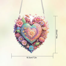 Load image into Gallery viewer, Acrylic Single-Sided 5D DIY Diamond Painting Hanging Pendant (Heart and Flowers)